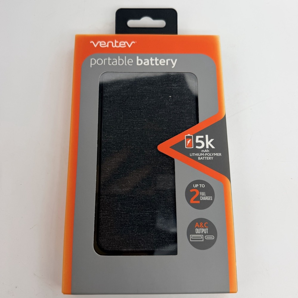 Ventev Black 5k mAh Lithium-polymer Portable Battery Portable Battery/Power Bank